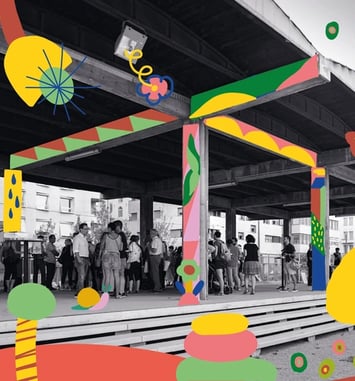 Donne des couleurs à ton quartier de la Confluence à Lyon (oeuvre participative et artistique)